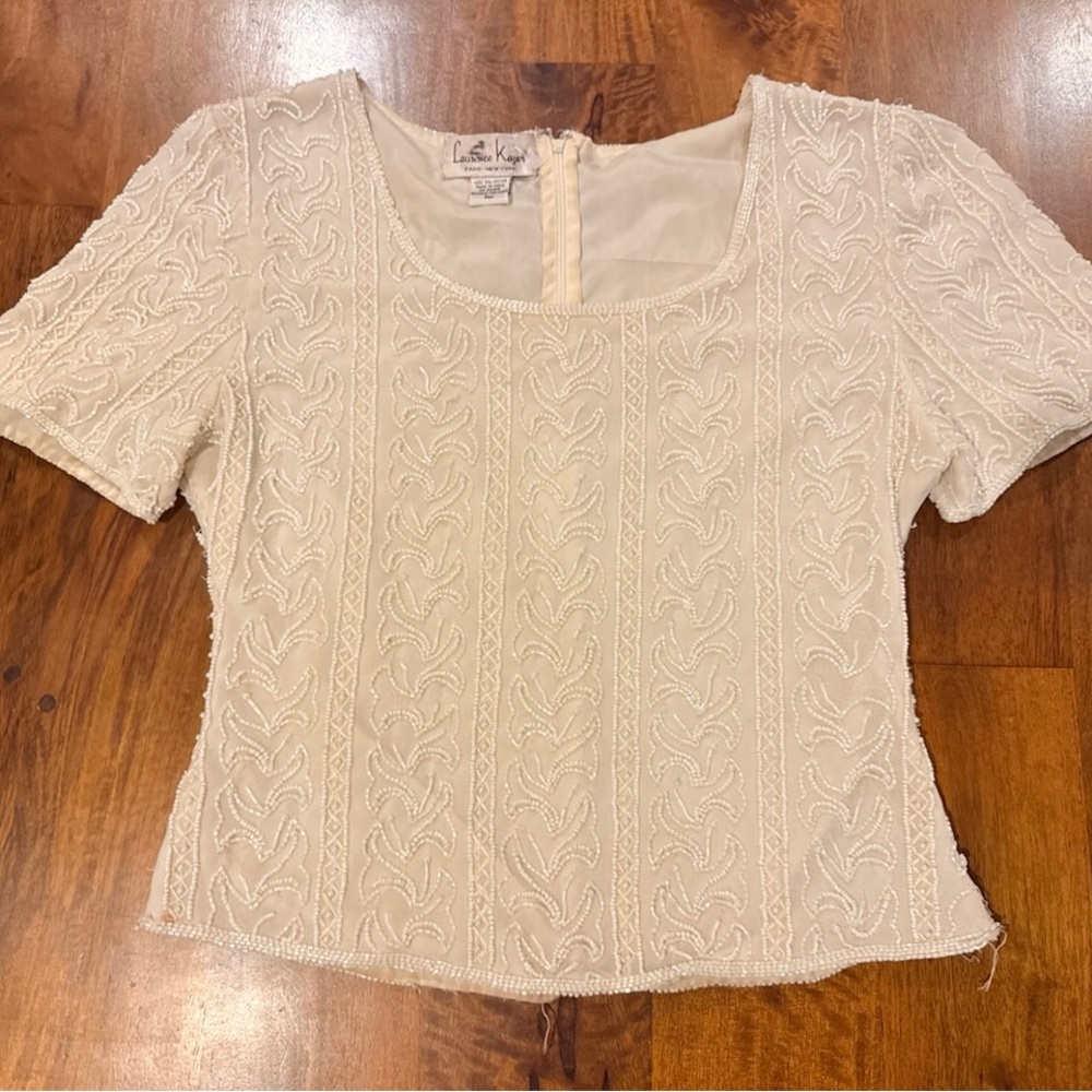 Laurence Kazar Cream Embroidered Blouse